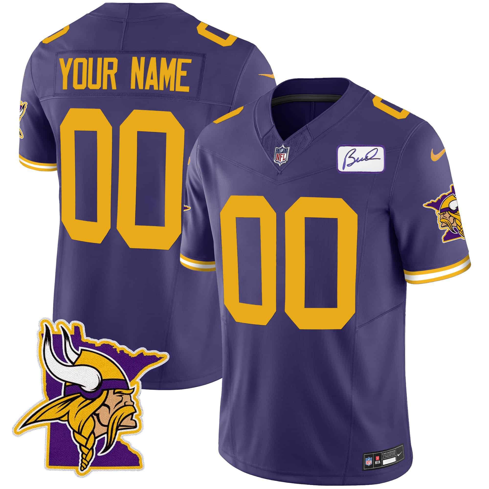 Men Minnesota Vikings Purple 2024 Nike Patch Classic Limited Custom NFL Jersey style 2